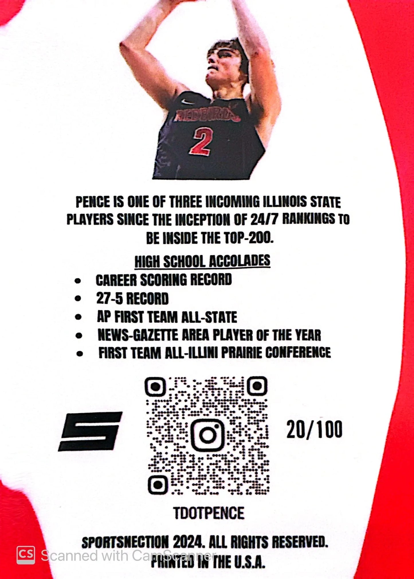 Ty Pence autographed trading card (#'ed to 100)
